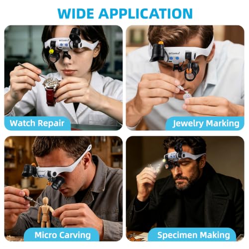 Dilzekui Magnifying Glasses for Close Work, 1.5X-15X Magnifier with Light
