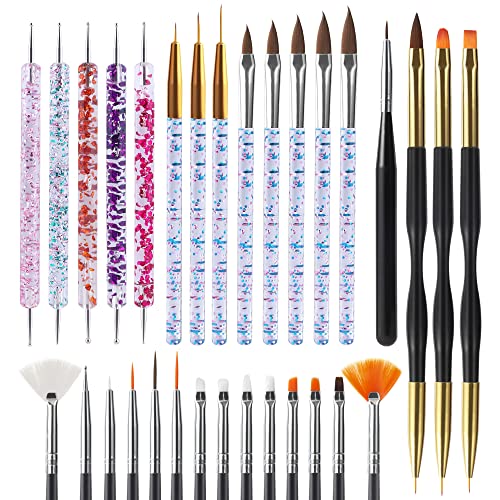 Artdone 31pcs Nail Art Brushes Tools Set Dotting Tools for Gel Polish - color: 31 Pcs