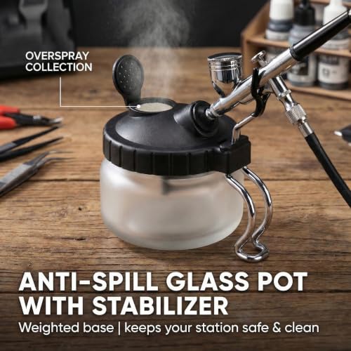 OPHIR Airbrush Cleaning Kit, 12Pcs Set with Glass Pot, Brushes & Needle