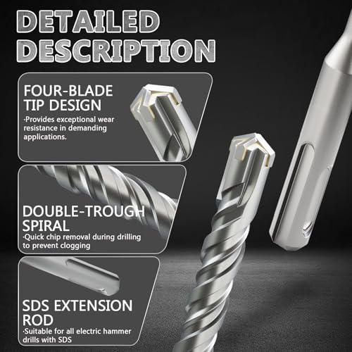 8PCS SDS Plus Rotary Hammer Drill Bits, 8pcs (1/4"*6"-6.5mm*160mm) - 4 Carbide Cutting Edges, Ideal for Masonry| Heavy-Duty Masonry |Hammer Drill Bits for Precision Drilling - size: 8pcs (6.5mm*160mm)