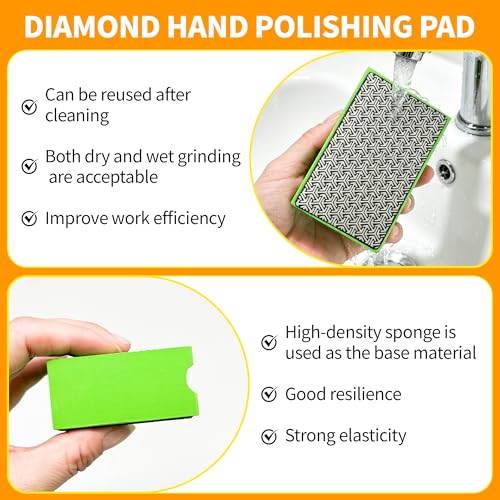 Diamond Hand Polishing Pads,200 Grit Diamond Sanding Pads - color: orange