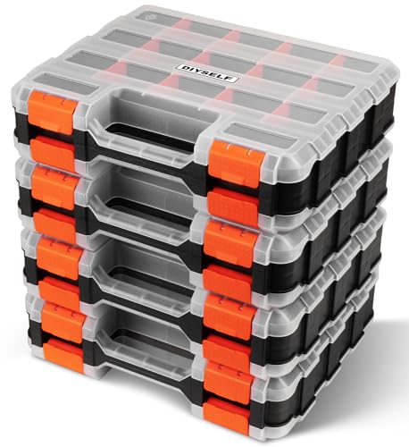 DIYSELF 4 Pack Small Parts Organizer, Double-Sided Screw Organizer Boxes - size: 4 Pack
