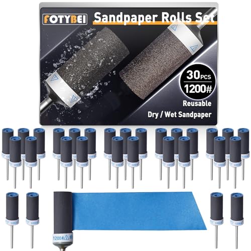 Sanding Drums Sandpaper Sticks Set for Rotary Tool with 1/8 Inch Shank (1200 Grit) - size: 1200 Grit