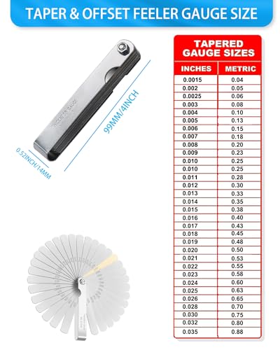 Feeler Gauges - 32 Blades Feeler Gauge Set &16 Pieces Offset Feeler Gauge Stainless Steel Dual Marked Metric and Standard SAE - Valve Thickness Gauge (Tapered&Offset Feeler Gauge) - style: TAPERED&OFFSET FEELER GAUGE