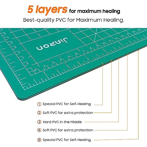 5 Pack Self Healing Sewing Mat, JIARON 12'' x 18'' Cutting Mats for Crafts, Double Sided 5 Layers Craft Cutting Mat for Sewing, Crafts, Scrapbooking Mat. - color: 5PCS