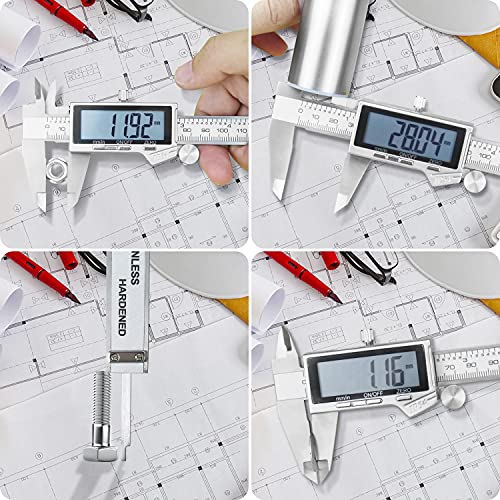 Digital Caliper, IP54 Waterproof Stainless Steel Caliper Measuring Tool, Vernier Caliper with Huge LCD Screen, Auto - Off Feature, Inch and Millimeter Conversion (6 Inch /150 mm)