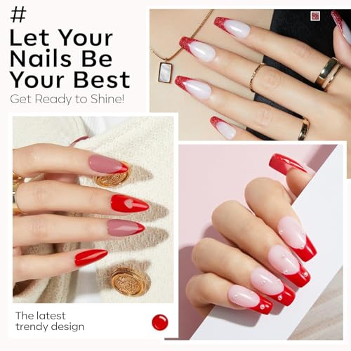 modelones Red Gel Nail Polish Set 6PCS Christmas Giltter Cat Eye W Magnet - color: A A A2 Ruby Sparks