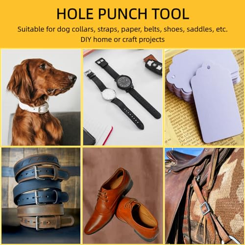 Leather Hole Punch, BILLION GOLD Heavy-Duty Belt Hole Puncher