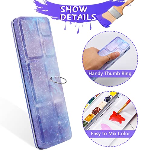 MYARTOOL Empty Watercolor Palette, Empty Watercolor Tin with Fold-Out Palette, Paint Tray Palette with 12 Empty Full Pans for DIY Travel Watercolor Palette, Acrylic Painting - color: Purple, size: 12 PCS Empty Full Pans