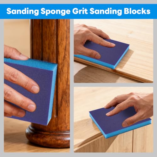 12Pcs 220 Grit Sanding Sponge, Wet Dry Sanding Block Sandpaper Pads - size: 220 Grit