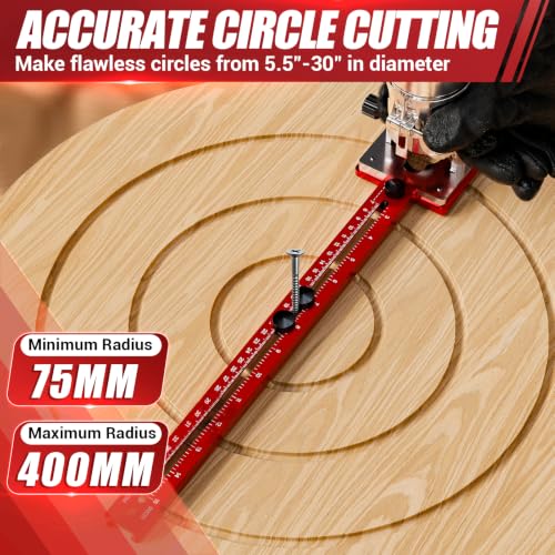 Router Circle Cutting Jig for DeWalt/Bosch/Milwaukee Compact Routers – 4 in 1 Adjustable Router Jig, Aluminum Alloy Circle Cutting Guide for Trim Routers, 5.5–30" for Circles, Arcs & Grooves - size: Standard Size