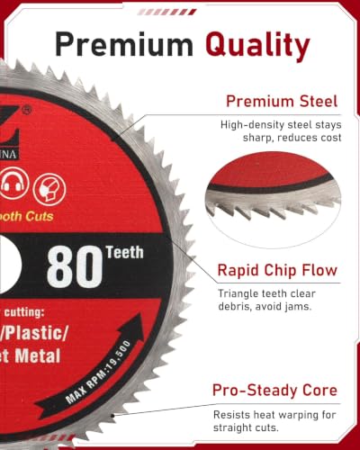 ZORUNNA 6Pcs 3" Circular Saw Blades, Wood Cutting Blades with 7/16" Arbor - size: 80T
