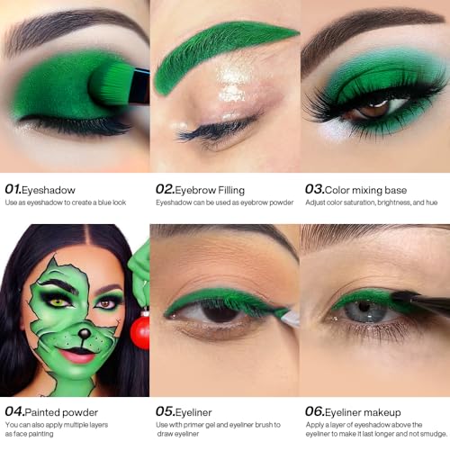 Single Green Eyeshadow Palette with Applicator, Pressed Powder Matte True Green Eye Shadow, Ultra-Pigment, Longwear, Vegan, Waterproof - color: green