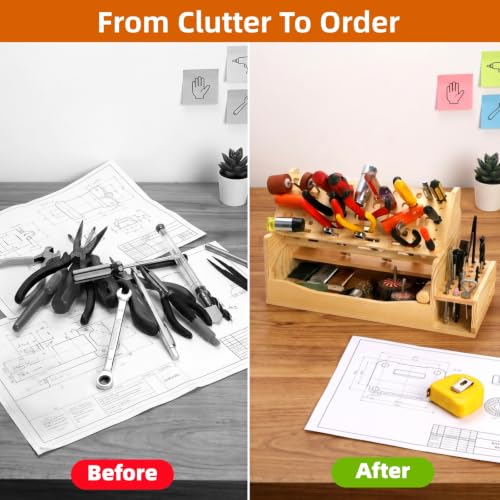 71 Holes Wooden Screwdriver Organizer, Tool Bench Holder