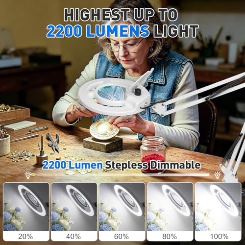 KIRKAS Magnifying Glass with Light, 2,200 Lumens Magnifying Lamp 12X - color: White 28in