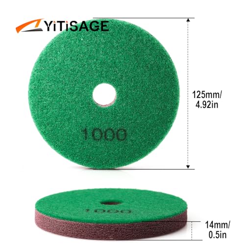 5" 2pcs Sponge Polishing Pads for Polishing Tile Marble Concrete Stone Clean Wet Use Buffing Pad(Grit 1000) - style: girt 1000-2pcs