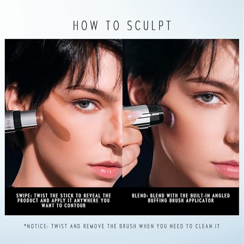 ECLIPSE SPARK 2 in 1 Face Contour Sticks, Blendable, Non-greasy, Long-lasting Cream Face Contouring Pen, Lightweight Finish Makeup, Buildable Coverage, Easy Application (01 Lunar) - color: 01 Lunar