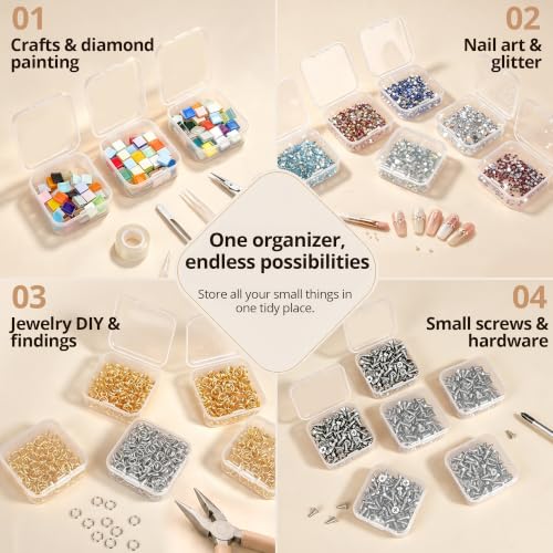 2-Pack Clear Plastic Bead Organizer Box 8.8x6.7x2.4