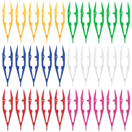 30 Pcs Plastic Tweezers for Crafts, Fine Point Bead Tweezers