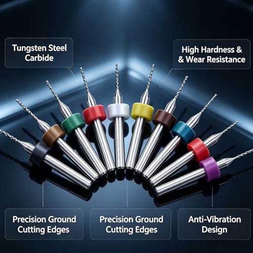50pcs Micro Drill Bits Set for Most Rotary Tools,Spiral Flute 0.3mm-1.2mm Tungsten Steel Carbide mini PCB Drill Bits for Print Circuit Board,Stone Grinding,CNC Engraving,Jewelry Making etc - size: 0.3-1.2mm