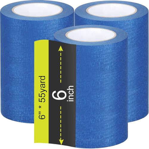Fainne 3 Rolls Blue Painters Paint Masking Tape, Blue, 6 Inch X 55 Yards - size: 6 Inch x 55 Yards