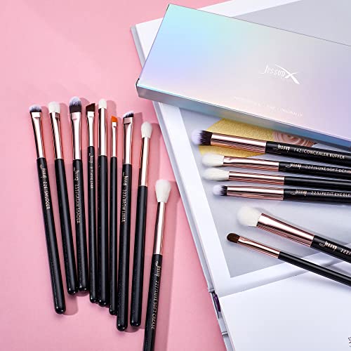 Jessup Eye Makeup Brushes Professional Eyeshadow Brush Set 15pcs T157 - color: C-Rose Gold/Pearl Black
