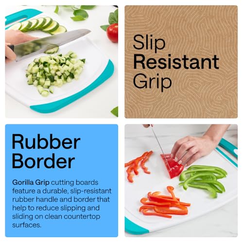 GORILLA GRIP Cutting Board Set of 3, Slip Resistant and Nonporous Turquoise - color: Turquoise/White