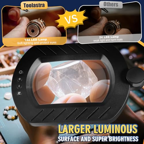 12X Magnifying Glass with Light and Stand, 144 LED Lighted Magnifying Light - color: Black