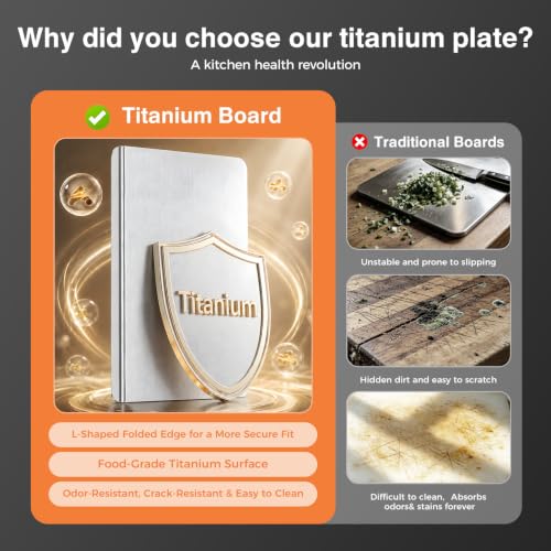 Titanium Cutting Boards for Kitchen, Double-sided non-toxic Pure Titanium Cutting Board, Dishwasher Safe Chopping & Kneading Board for Meat, Fruits, Vegetables & Baking,16 * 12 - size: 16"L x 12"W