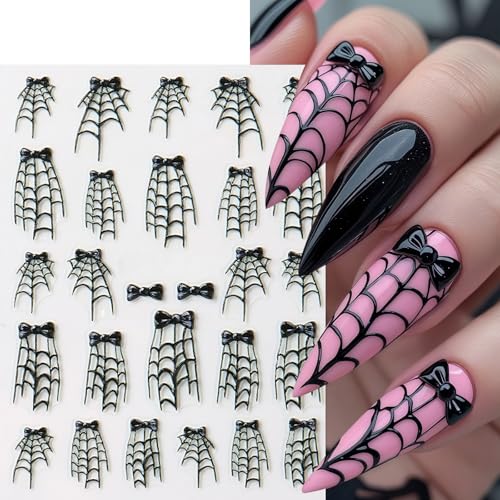 3 Sheets Halloween 5D Embossed Cute Ghost Nail Stickers Self-Adhesive Spider Web Spiders Nail Decals Horror Eyes Spider Nail Art Supplies Nail Accessories for Women Acrylic Manicure Holiday Supplies - style: pumpkin