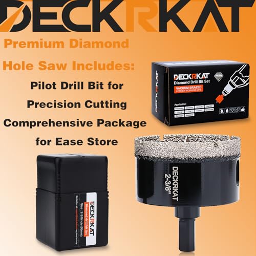 DECKRKAT 2-3/8"Diamond Hole-Saw Bits with Pilot Drill Bit Accurate Drilling for Porcelain Tile Ceramic Pottery Granite Stone Glass Bottles 60mm. - size: 2-3/8" X 1Pcs
