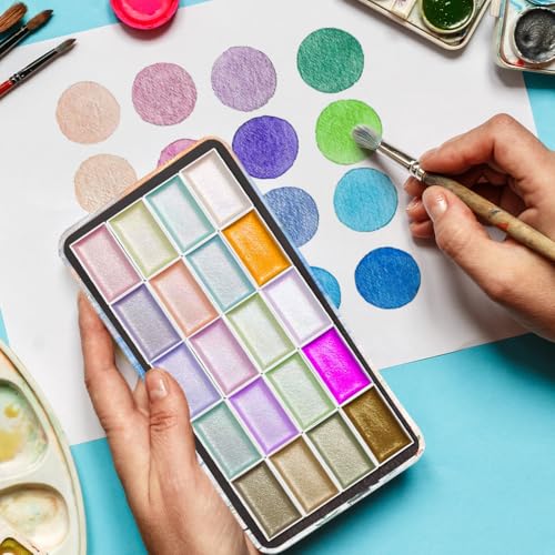 20 Empty Full Pans Watercolor Palette Tins Box with Magnetic Squares - color: Sunrise, size: 20 Full Pans