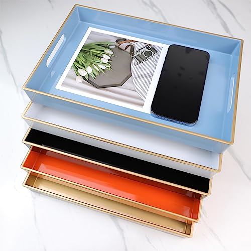Spsyrine Blue Bathroom Vanity Tray with Handles for Dresser Tops - color: Blue