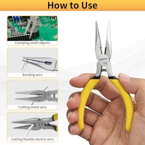 BOOSDEN 5 Inch Small Needle Nose Pliers Set, 5 Pack Jewelry Pliers - size: 5''-5 pack