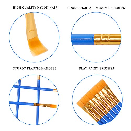 UPINS 60 Pcs Flat Paint Brushes, Small Brush Bulk for Detail Painting