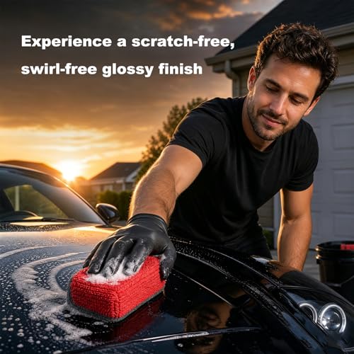12 PCS Ceramic Coating Applicator Sponge, Microfiber Car Detailing Applicators Sponge Pads, Universal Automotive Sponges Applicator for Wax Sealant Paint Application (Red & Dark Gray) - color: Red & Dark Gray