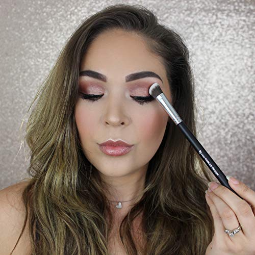 Angled Eyeshadow Blending Makeup Brush – Small Mini Angle Kabuki, Synthetic Eye Shadow Blender Brushes for Eyelid, Brow Bone, Crease, Cheek Highlighter, Setting Liquid Cream Mineral Powder Cosmetics