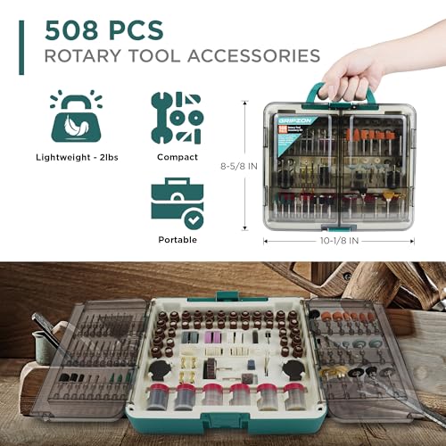 508PCS Rotary Tool Accessories Kit, Rotary Tool Bits for Universal Grinding, Sanding, Cutting, Polishing, Carving and Engraving, Fits for Dremel Bit Kit