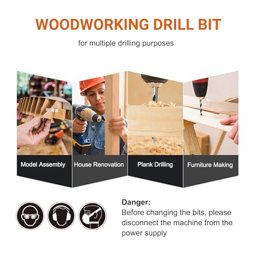8-Pc Metric Brad Point Wood Drill Bit Set, High Carbon Steel 3-10mm - style: 8pc Carbon Steel