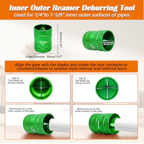 1/4'' - 1'' Depth Gauge and Pipe Deburring Reamer 1/4" to 1-5/8" Tool Kit