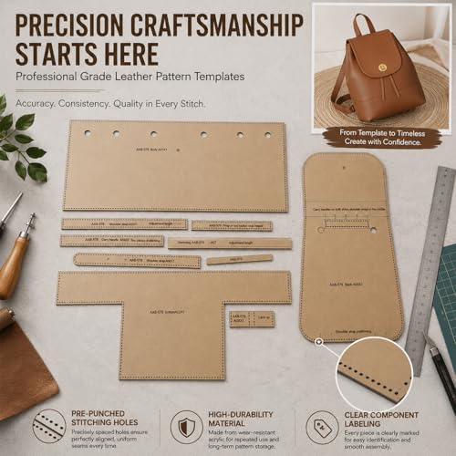 RIVEENY Backpack Acrylic Template,Leather Pattern Acrylic Leather Templates for Women’s Work Backpack Purse Waterproof Anti-Theft Travel Back Pack (AAB-576)