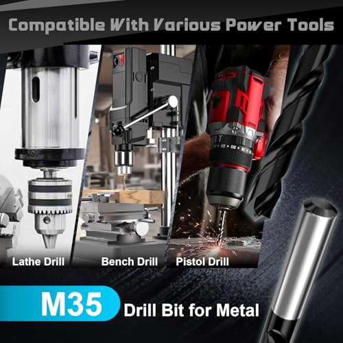 3/32 Inch Cobalt Drill Bit Set, HSS M35, Industrial Grade, TiAlN Coated - size: 3/32 Inch