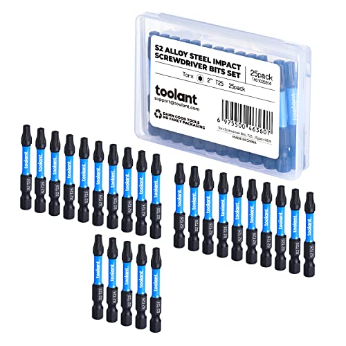 toolant 25PCS T25 2" Impact Torx Bits S2 Steel - size: T25(2"*25pcs)
