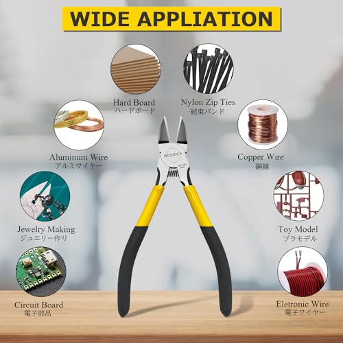 BOOSDEN Wire Cutter,6.5 inch Side Cutters,Spring Loaded Wire Cutters for Crafting,Flush Cutter,Ultra Sharp for Jewelry Making,Flush Cut Pliers,Dikes Wire Cutters,Floral Wire Cutter,Snips (Pack of 3) - size: 6.5"- 3 Pack
