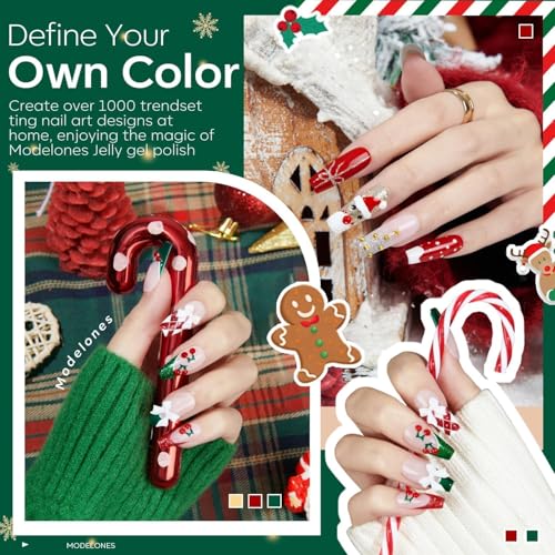 modelones Christmas Glitter Gel Nail Polish, 6 Pcs Red Green Gold Silver - color: A A A0 Merry Christmas