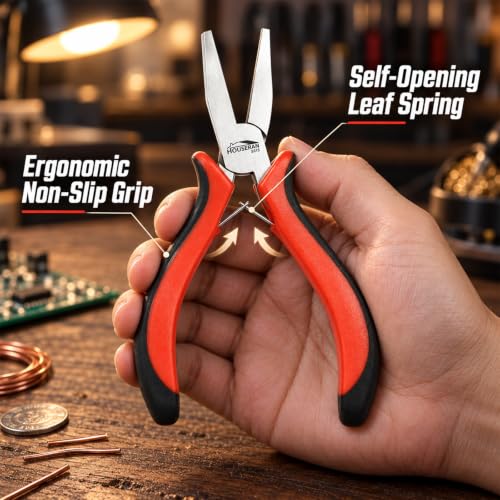 5-Piece 5"Flat Nose Pliers, Small Smooth Jaw Duck Bill Pliers Tool
