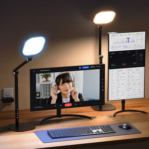 LitONES Tall LED Desk Lamps Home Office, Edge-Lit Eye-Care, 50 Light Modes - size: Black 2Pack