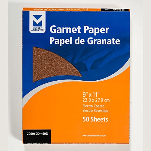 Mercer Industries 206060D - 9 x 11 Garnet Paper Sheets, Grit 60D (50 pack) - size: Grit 60D, style: 50 pack