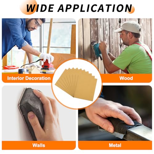 10 Pcs 400 Grit Sandpaper 9 x 11 Inch Sand Paper Alumina Gold - size: 9 x 11 Inch(400 Grit)