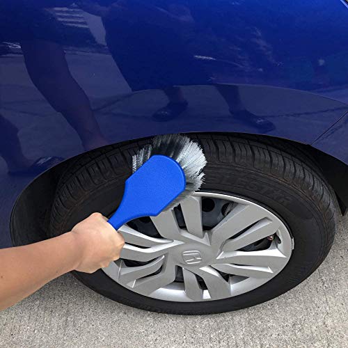 Wheel & Tire Brush for Car Rim, Soft Bristle Car Wash Brush - color: Blue